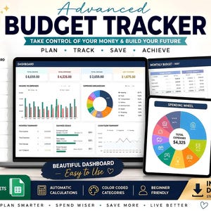 Budget Tracker Spreadsheet: Monthly and Weekly Planner - Digital Download