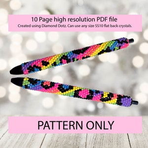 SS10 DOUBLE neon leopard stripe bling pen template,rhinestone pen pattern,rainbow neon bling pattern,rhinestone template,diy,neon rainbow