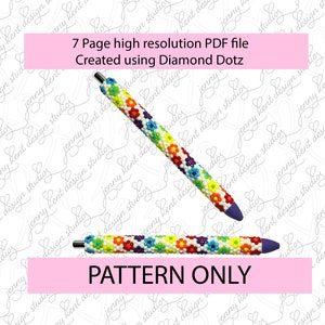 SS10 Daisy chain white bling pen pattern,bling tumbler,inkjoy,crystal bling pen,pdf,color graph,written pattern,peyote,honeycomb,diy,Diamond