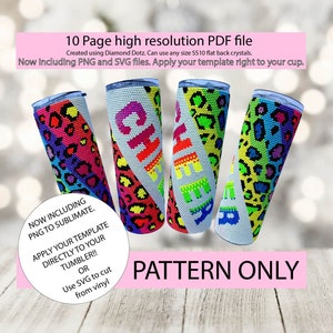 Ss10 Neon Leopard Print CHEER bling tumbler pattern,rhinestone tumblers,rhinestone patterns,bling patterns,diy,leopard bling,sublimation,png