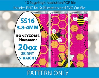 SS16 Hot Pink Honeybee bling tumbler,rhintestone template,bling graph,tumbler wrap,bling sublimation wrap,seamless wrap,gift for her,DIY