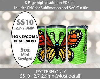 SS10 Green Monarch 3oz Mini Skinny tumbler bling template,shot glass,sublimation bling template,DIY gifts,teacher gifts,Spring flowers