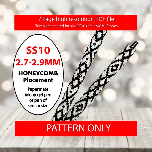 SS10 Black N White Diamonds bling pen template,rhinestone pen pattern,bling pattern,rhinestone template,diy,dotz,abstract pattern,honeycomb