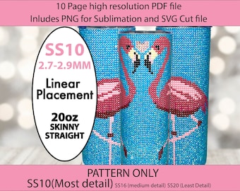 SS10 20oz Dual Flamingos bling tumbler graph,rhinestone tumblers,rhinestone patterns,bling template,sublimation wrap,birds of paradise,DIY