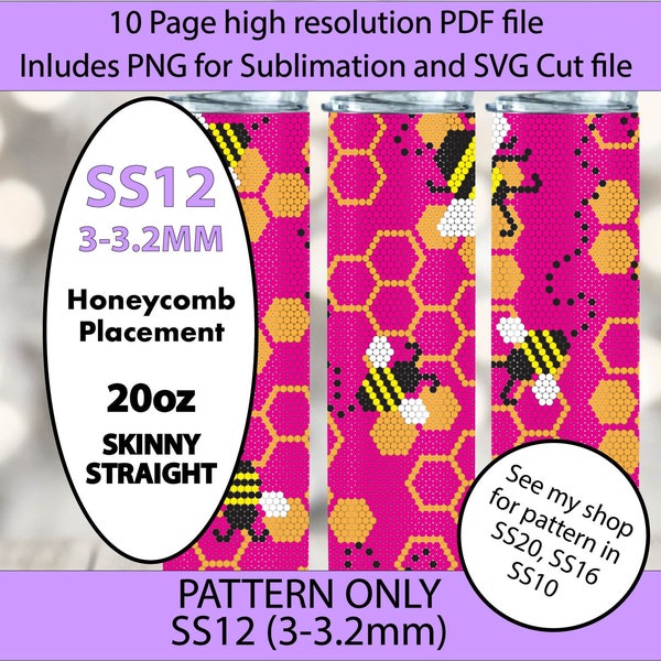 SS12 3MM Hotpink Honeybees bling tumbler,rhintestone template,bling graph,tumbler wrap,bling sublimation,diy,Honeycomb template,bumble bees