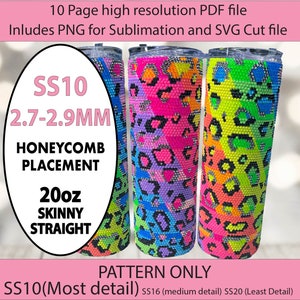 SS10 Neon leopard stripe bling tumbler,rainbow tumbler,neon rainbow leopard template,diy,rhinestone graph,bling template,LGBTQIA+