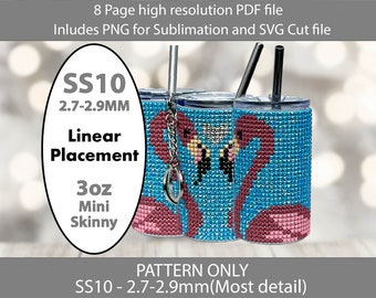 SS10 Dual Flamingos 3oz Mini Skinny tumbler bling template,shot glass,sublimation bling template,Tropical bling,vacation tumbler,DIY gifts