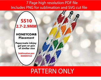 SS10 White Rainbow Hearts bling pen pattern,inkjoy gel pen,crystal bling pen, rhinestone bling graph,bedazzled pen,bling template,LGBTQ