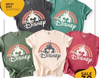 Comfort Colors® Disney Rainbow Castle Shirt | Disney Vintage Shirt | Disney Family Shirt | Disney Castle Shirt | Disney Retro | Disneyworld