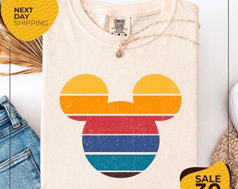 Comfort Colors® Retro Sunset Mickey Shirt | Colorful Mickey T-Shirt | Magic Kingdom Shirt | Matching Family Travel Shirt | Disneyland