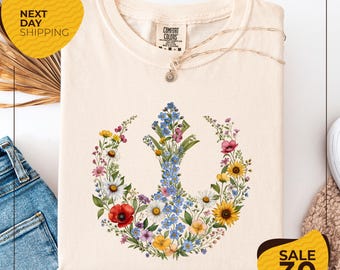 Comfort Colors® Retro Disney Star Wars Floral Shirt | Rebel Alliance Flower Shirt | Epcot Flower And Garden Festival | Boho Star Wars Shirt