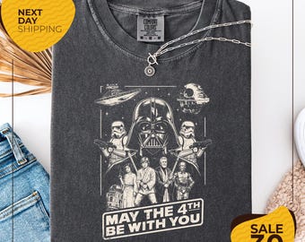 Comfort Colors® Star Wars May The 4th Be With You Shirt | Vintage Darth Vader Luke Skywalker Leia Tee | Classic Sci-Fi Fan Shirt | Star Wars