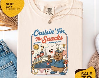 Comfort Colors® Funny Gus Gus Jaq Cruising For The Snacks Disney Cruise Shirt | Disney Gus Shirt | Disney Travel Shirt | Disneyland Trip