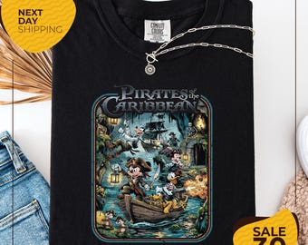 Comfort Colors® Vintage Disney Mickey Pirates of the Caribbean Shirt | Yo Ho A Pirate Life Ride Tee | Disneyland Pirate Night Family Cruise