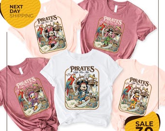 Custom Vintage Pirate Character Shirts | Yo Ho Yo Ho A Pirate's Life For Me Disney Tee | Disney Pirates of Caribbean Shirt