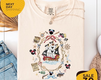 Comfort Colors® Retro Coquette Bows Disney Pirate Shirt | Yo Ho Yo Ho A Pirate's Life for Me | Pirate Family Matching Cruise Shirt