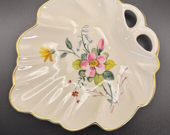 Vintage Pickard China Shell Shape Hand Painted Floral Design Trinket Dish Signed Challinor