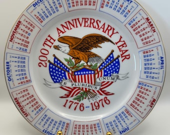 Vintage 1976 Bicentennial Calendar Plate | 200th Anniversary Year 1776-1976 | Patriotic Eagle Americana Patriotic Decor