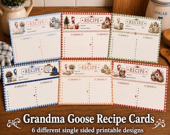 Grandma Goose-receptkaarten | 6 verschillende cottage-keukenontwerpen (pdf-download)