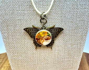 Butterfly Broken China Necklace | Handmade Floral Pendant | Boho Inspired Style | Jewelry Gift