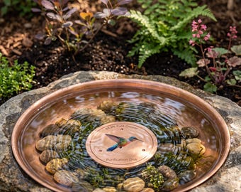 Zuiver koperen waterzuiveringsschijf voor vogelbaden (10 cm), accessoire voor vogelvoederbakken buiten, kolibriedecoratie