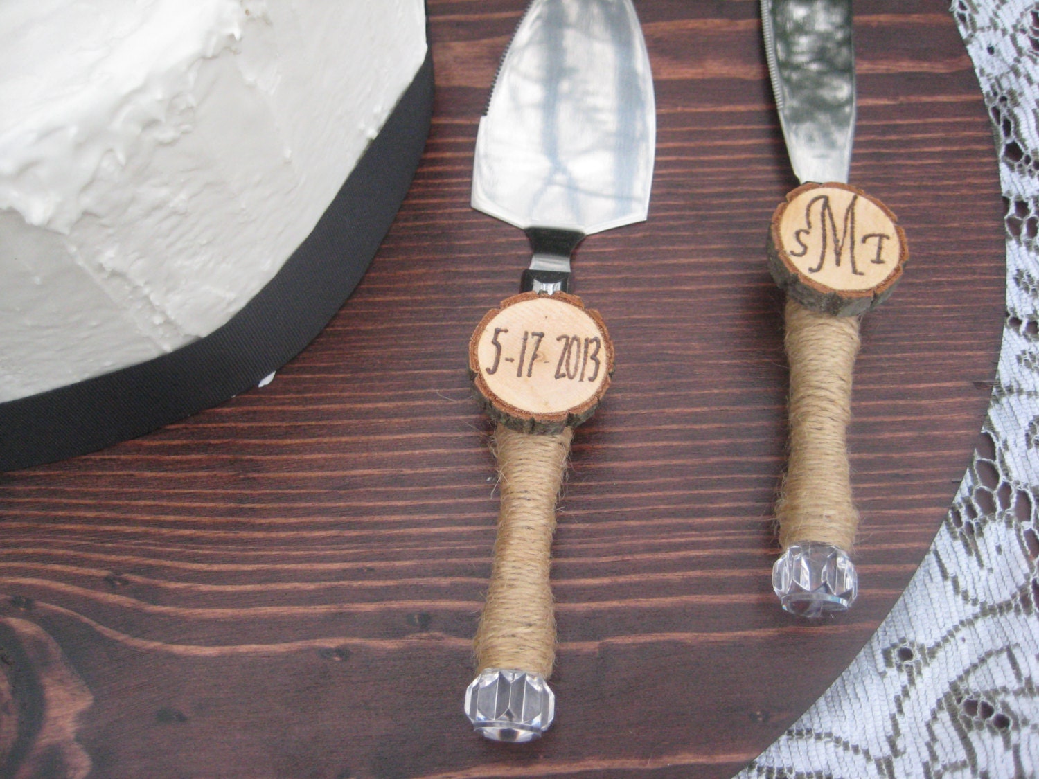 Rustic Cake Cutting Set Wedding, Rustic Cake Server, Rustic Cake Knif…