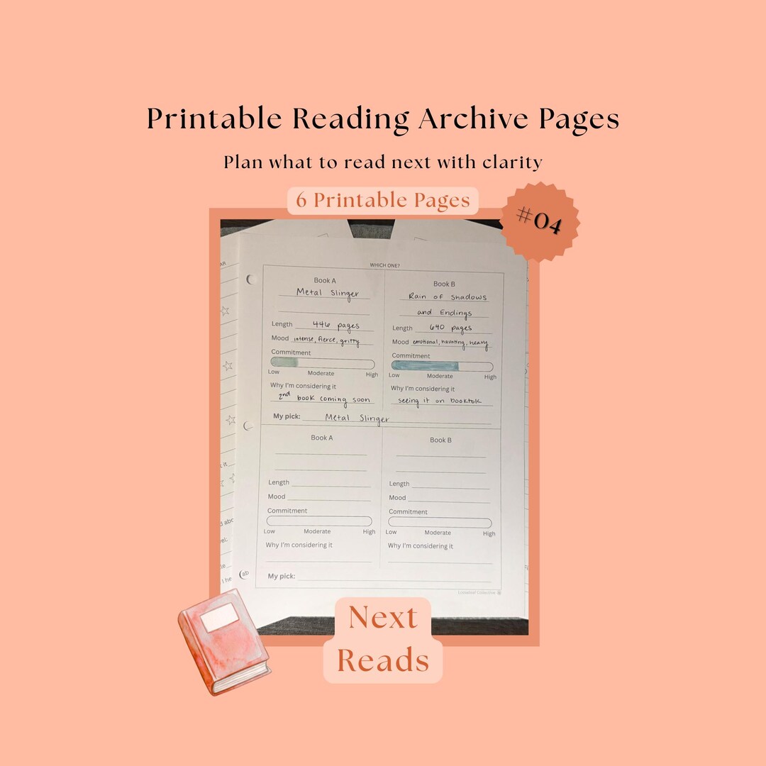 Reading Journal Printable Pages, Book Tracker & TBR Planner, Next Reads ...