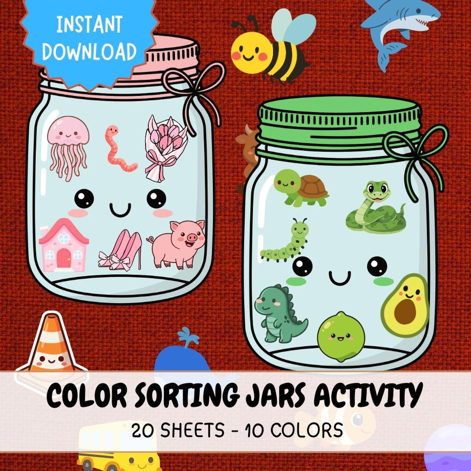 Color Sorting Jars Activity Printable Worksheets | Color Recognition ...
