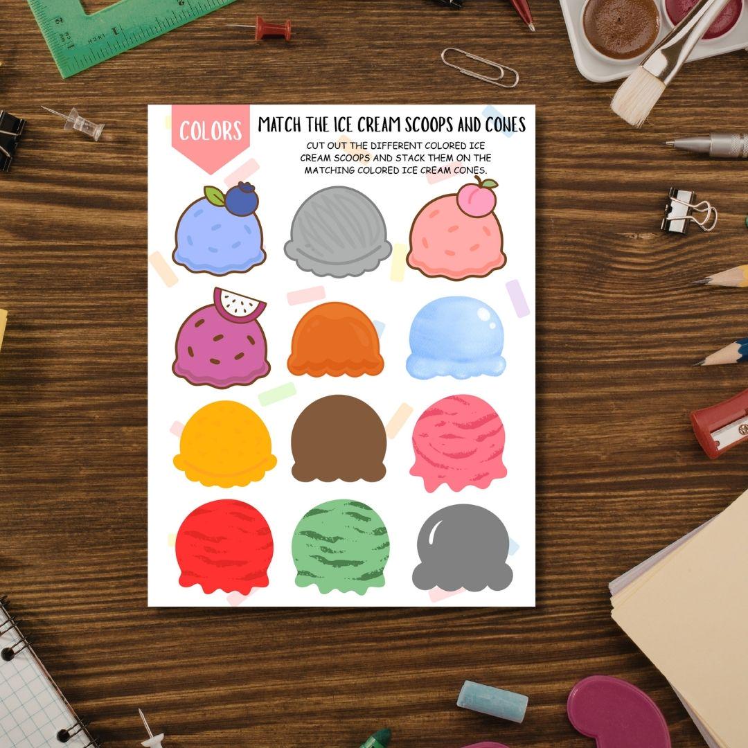 Ice Cream Color Sorting Activity Printable Worksheets | Color ...