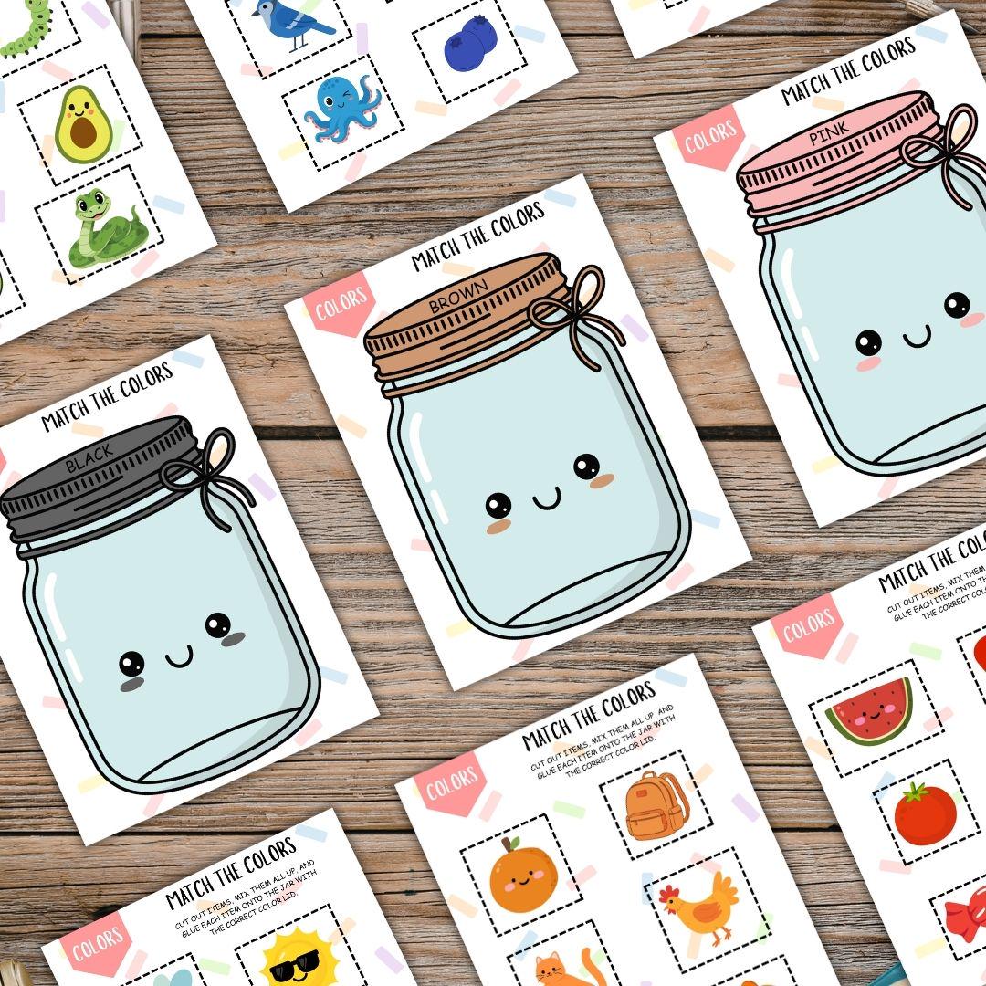 Color Sorting Jars Activity Printable Worksheets | Color Recognition ...