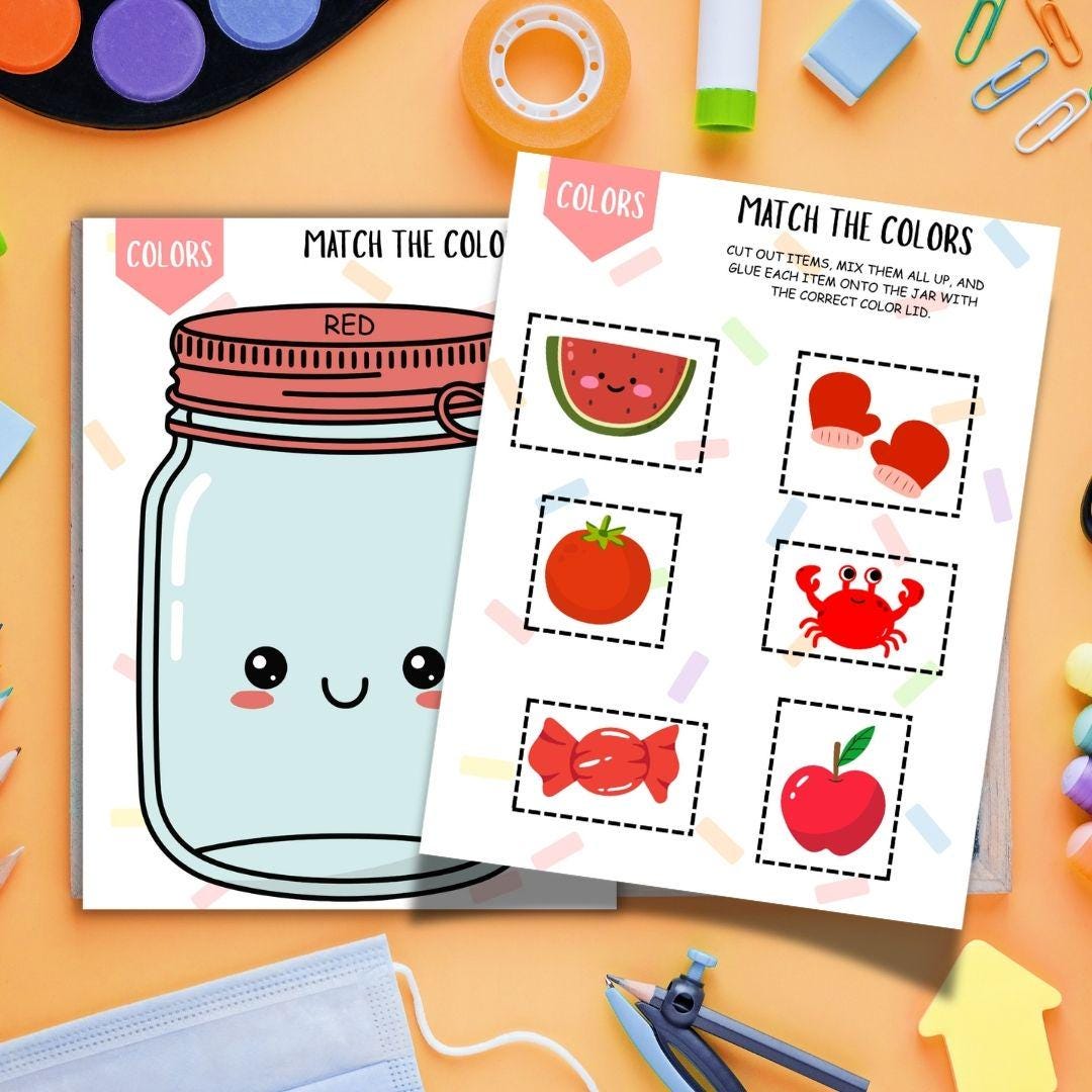 Color Sorting Jars Activity Printable Worksheets | Color Recognition ...