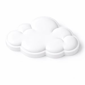 May include: A white cloud-shaped decorative object. The cloud has a rounded, three-dimensional design with a smooth, glossy finish. The object is likely made of ceramic or a similar material and is set against a white background.