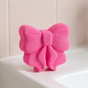 Pink Bow Bath Bomb | Shimmering Handmade Fizzy, Detailed Texture, Self-Care Treat