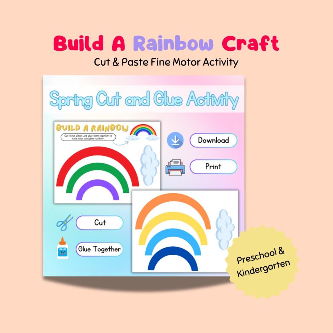 Build a Rainbow Craft Printable | Spring Cut and Paste Activity ...