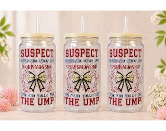 Baseball Mom Suspect Tumbler, Funny Sports Mom Plastic Cup w/ Straw