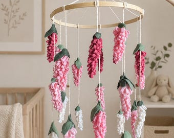 Blush Wisteria Crib Mobile - Pink Floral Baby Mobile - Boho Nursery Decor - Hanging Flower Mobile - Baby Girl Gift