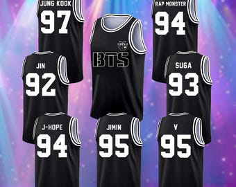 Maillot de basket BTS personnalisé, débardeur fan de Kpop personnalisé, tenue de concert BTS, maillot de sport personnalisé avec nom et numéro, cadeau ARMÉE pour femme homme