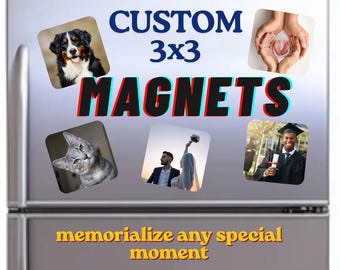 Custom Photo Fridge Magnet | 3x3 Metal Glossy Decor (Birthday, Wedding, Graduation)