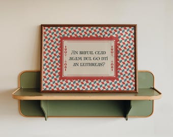 Irish Language Toilet Print | Funny Geometric Pattern Style Bathroom Wall Art