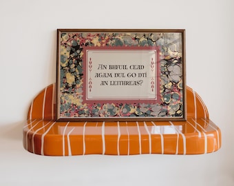 Irish Language Toilet Print | Fun Marble Style Bathroom Wall Art