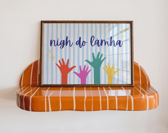 Irish Language Wash Hands Print | Nigh Do Lámha Gaeilge Bathroom Art