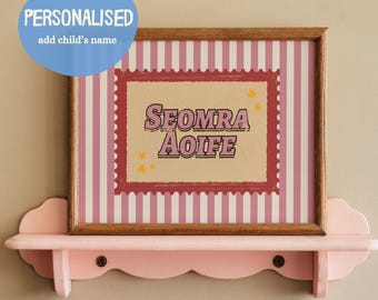 Personalised Irish Seomra Print | Child's Name Gaeilge Bedroom Art