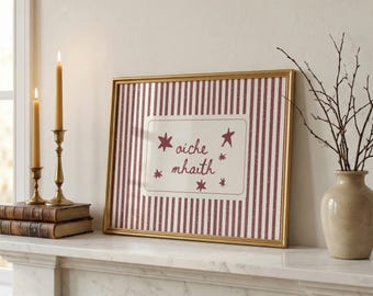 Irish Good Night  Print | Gaeilge Educational Nursery Décor | Oíche Mhaith | Burgundy