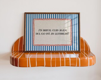 Funny Irish Bathroom Print | An Bhfuil Cead Agam | Irish Language Blue Stripe