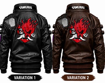 Men's Samurai Cyberpunk Leather Jacket: Gaming, Cosplay, Punk Style streetwear jacket