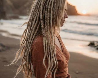 Blonde SE Dreads: Kanekalon Kunsthaarverlängerungen, skandinavischer Boho Dreads