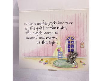 Hallmark Rocking Chair Lapel Pin on Card Vintage Sentimental Motherhood