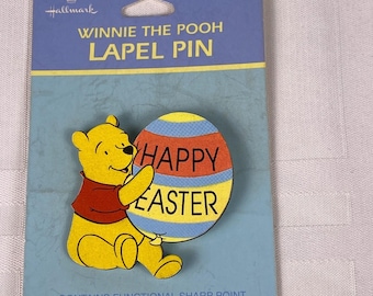 Vintage Hallmark Winnie The Pooh "Happy Easter" Pin Cartoon Character Brooch