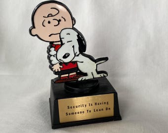 Vintage 1970s Peanuts Charlie Brown with Snoopy Trophy By Aviva