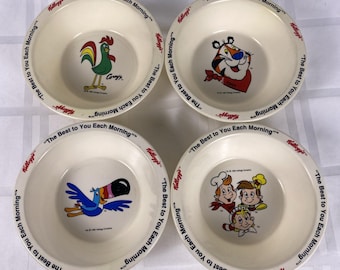Vintage Kellogg's Cereal Bowls-Lot of 4